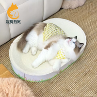 Lit pour chat ergonomique au design concave, moderne et classique, pour Noël, confortable, griffoir en carton résistant aux rayures, pour un sommeil naturel