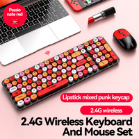 Milk Tea Multiple Color Slim Cute Round Button Mechanical Gaming Waterproof Wireless for Keyboard Mouse Combos