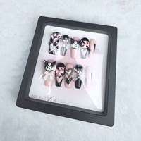 Uñas a presión puro hecho a mano dibujos animados lindo estilo Kurokami alta calidad reutilizable