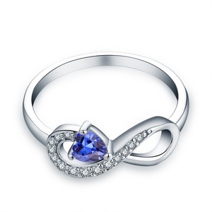 Ingrosso su misura 925 argento Sterling infinito <span class=keywords><strong>solitario</strong></span> TANZANITE CZ classico anello Infinity cuore promessa anelli per lei - Product Image 2