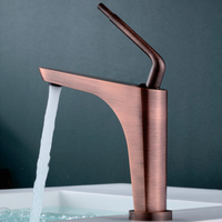 Robinet de lavabo de salle de bain monocommande chaud/froid en laiton brossé, design moderne