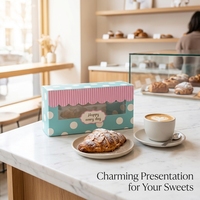 Boîte d'emballage personnalisée en papier kraft écologique et recyclable pour pâtisseries et snacks, boîte cadeau exquise avec fenêtre, impression quadricolore pour produits de boulangerie
