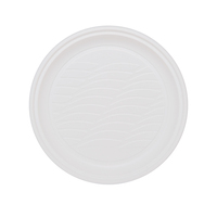 Assiettes plates en bioplastique biodégradable et compostable, diamètre 21,5 cm, blanches, 15 pièces/paquet