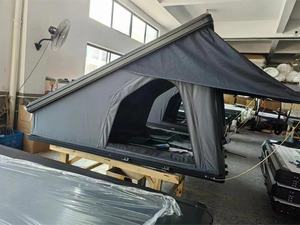 Tente de toit de voiture triangulaire pour le <span class=keywords><strong>camping</strong></span>, tente rigide à coque noire et grise en aluminium, tente de toit rigide pour 4 personnes, tente de toit en aluminium - Product Image 3