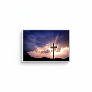 Elegant Printed Canvas Artwork: Resurrection Cross Design,WHITE <b>FRAMED</b> CANVAS - Product Image 2