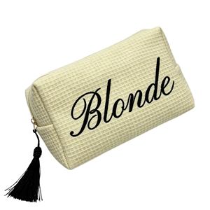 Pochette cosmétique brodée à texture gaufrée, multifonctionnelle, pour femmes, sac de rangement pour maquillage et articles de toilette, logo personnalisé accepté - Product Image 2