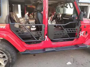 Puerta de acero semiautomática más vendida con puerta de tubo de espejo reflectante 2/4 para Jeep Wrangler JK