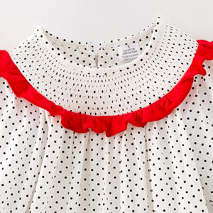 Versandfertig Auf Lager Mädchen Kinder Frühling Valentinstag Polka Dots Rote Pailletten Herz Langarm Partykleid - Product Image 4