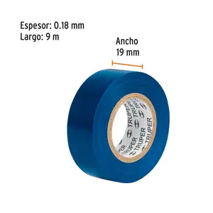 Cinta Aislante BOX 8 de 9m x 19mm, Azul, TRUPER - Product Image 2