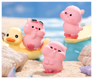 3D Micro Paysage Dessin Animé Jardin Animaux Figurines Décorations Miniatures Sculpture Résine rose <span class=keywords><strong>Castor</strong></span> Figurines Dollhouse Kid Toys - Product Image 4