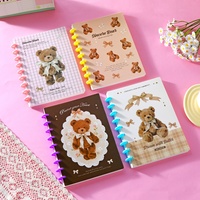 Carnet à spirales B5 Caramel Bear Mushroom avec nœud papillon, 80 feuilles, 100 g/m², ligné, cadeau scolaire pour enfants, papeterie en gros