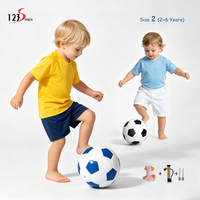 Ballon de football d'entraînement miniature en PVC et caoutchouc pour enfants, léger et écologique, le plus vendu, avec pompe à air, aiguille de gonflage et sac en filet
