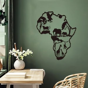 Decorazione da Parete in Ferro Battuto a Forma di Mappa dell'Africa con Silhouette di Elefante e Fauna Selvatica per <span class=keywords><strong>Compleanno</strong></span>, Soggiorno, Ufficio, Cortile, Fattoria - Product Image 5