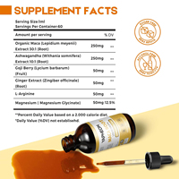 Gouttes liquides de racine de Maca OEM 60 ml, 60 portions, extrait 30:1 avec Ashwagandha et L-Arginine pour l'énergie