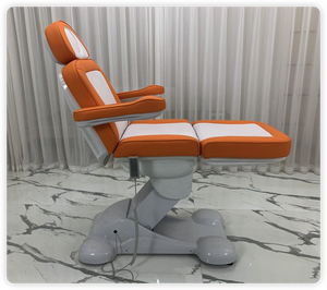 <b>Electric</b> Adjustable Massage Bed Pedicure Facial Spa Chair Orange White Upholstered Treatment <b>Table</b> for Salon Hotel - Product Image 4
