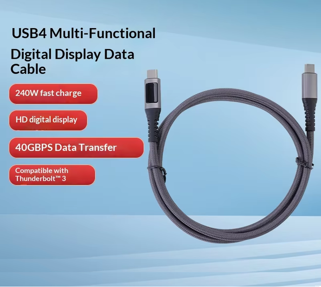 USB4 Cable 40Gbps Thunderbolt 4 Compatible 8K Video Streaming PD Fast Charging Type-C with Digital Display Metal Pure Copper