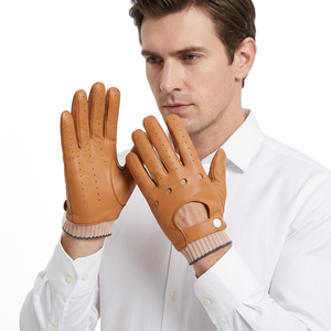 Lightweight Tan Leather Touchscreen Driving <b>Gloves</b> Cashmere Lining for Men Four Seasons Use SAAR INDUSTRIES-Breathable for - Product Image 1