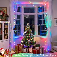 Guirlande lumineuse LED RGB multicolore givrée en forme de globe pour fête de Noël, terrasse, chambre d'enfant, décoration intérieure, avec télécommande, certifiée UL, à brancher