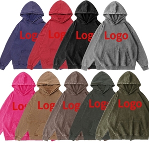 All'ingrosso pesante personalizzato 350g tinta unita <span class=keywords><strong>tutto</strong></span> fa vecchia felpa con cappuccio sciolto moda Casual Retro lavare con cappuccio uomini e donne la stessa - Product Image 1