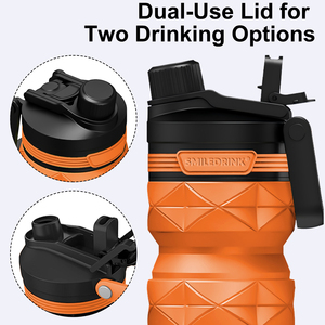 Portable Lightweight Collapsible Bpa-free Silicone 800ml Foldable <b>Water</b> <b>Bottle</b> for Travel Camping Hiking Cycling Sport - Product Image 3