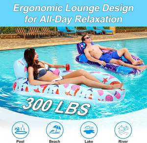 JOSEN Transat gonflable moderne et robuste pour piscine avec porte-gobelet et dossier/repose-pieds pour adultes - Utilisation plage et lac - Product Image 5