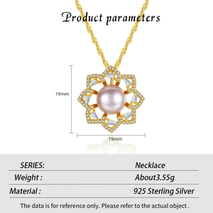 Collar con Colgante de Flor de Perla de Agua Dulce de Plata de Ley S925 para Mujer, Chapado en Oro, Joyería Elegante, Fabricante, Venta al por Mayor - Product Image 6