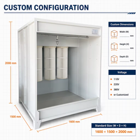 Bilik Semprot Powder Coating Open Face Kustom dengan 3 Filter Cartridge Tipe Pulse Jet dan Pembersihan Otomatis serta Pengambilan Bubuk