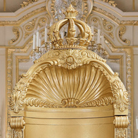 Chaise de trône en or de style rococo fabriquée à la main de grandes chaises de trône du roi lion royal à dossier haut
