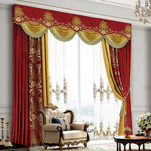 <span class=keywords><strong>Rideaux</strong></span> occultants modernes de luxe, style européen transparent, pour chambre à coucher, <span class=keywords><strong>rideaux</strong></span> jacquard rouge <span class=keywords><strong>double</strong></span> couche pour le salon - Product Image 1