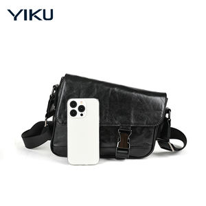 Tas Selempang Kulit PU Fashion Pola Geometris Logo YIKU yang Dapat Disesuaikan untuk Pria, Tahan Air & Tahan Lama - Product Image 3