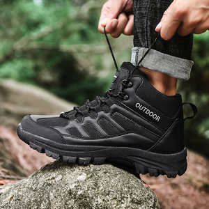 DSF48 Outdoor <b>Hiking</b> <b>Boots</b> Khaki PU Leather Waterproof All Seasons Tactical <b>Boot</b> - Product Image 3