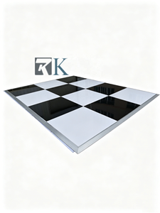 Piso de Baile de Buena Calidad para Fiestas y Eventos con Paneles Blancos y Negros con Bordes de Aluminio - Product Image 2
