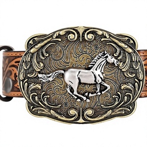 Vaquero casual de estilo étnico retro de lujo, con patrón floral grabado de caballo occidental y piel de vaca, para coche - Product Image 2