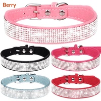Ensemble collier et laisse pour chien en polyester brillant avec strass CLH pour chiens de petite/moyenne taille