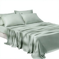 Ensemble de 6 draps rafraîchissants taille Queen, 100% rayonne de bambou, bande élastique plus large, poches profondes de 16 pouces, taies d'oreiller luxueuses et soyeuses