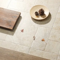 Carreaux de sol en porcelaine pleine masse à motif français, aspect pierre calcaire, pour intérieur et extérieur