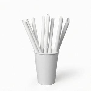 Pajitas de papel blancas desechables ecológicas de 9 pulgadas para té de burbujas Boba, envueltas individualmente, con punta ancha de 0.5/12 mm - Product Image 1