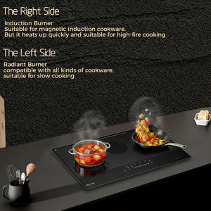 Table de cuisson plate 3 brûleurs hybride infrarouge et induction, cuisinière à induction encastrable intelligente - Product Image 5