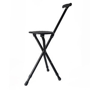 Aluminum Alloy <b>Folding</b> Walking Stick <b>Stool</b> With Non Slip Seat For Elderly Outdoor Use - Product Image 1