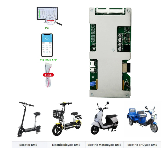 YDE Smart Battery Management System 6S-20S 60V LiFePO4 NCM 200A BT App UART RS485 CAN Bus 100% Tested Lithium Battery Pack