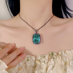 เครื่องประดับหรูหรา เป็นมิตรกับสิ่งแวดล้อม ทำจากทองแดง ขนาด 20*28 มม. เครื่องประดับทัวร์มาลีนเทียม สร้อยคอเซอร์โคเนียสำหรับผู้หญิง และจี้ขนาดใหญ่สำหรับผู้หญิง - Product Image 6