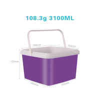 Seau à biscuits 3100ml IML avec poignée en plastique Récipient carré en plastique 3L