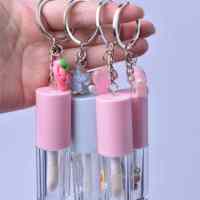 Tubes d'emballage pour gloss à lèvres blancs, roses et transparents avec grand applicateur, flacon de gloss à lèvres et d'huile à lèvres avec crochet, flacon mignon avec porte-clés