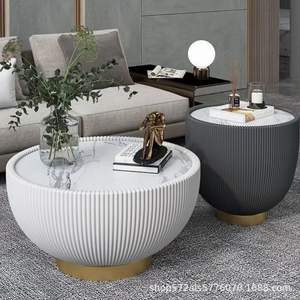 Table basse minimaliste en marbre, ronde, petite, pour salon, table d'appoint, décoration d'hôtel, maison d'hôtes - Product Image 2