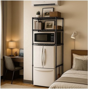 Étagère de rangement de cuisine en métal à 3 niveaux réglable, organisateur à poser sur le réfrigérateur avec crochets, support <span class=keywords><strong>pour</strong></span> <span class=keywords><strong>micro</strong></span>-ondes <span class=keywords><strong>et</strong></span> étagère <span class=keywords><strong>pour</strong></span> <span class=keywords><strong>mini</strong></span>-réfrigérateur - Product Image 3