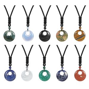 Buena calidad, venta al por mayor, 30MM, forma de Ción, piedras preciosas naturales, colgantes de cristal, collar con cadena de cuerda negra de nailon tejida a mano - Product Image 6