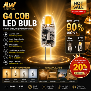 G4 <b>LED</b> Bulb 1W AC/DC 12V COB Chip 100LM Dimmable 2700-6000K CRI 80 Silicone Bi Pin Halogen Replacement Energy Saving - Product Image 2