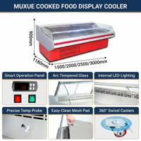Lemari Pendingin Daging Profesional MUXUE, Kabinet Display Daging Supermarket, Pendingin Udara, Bahan Stainless Steel