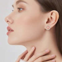 Fine 925 bijoux en argent classique plaqué or rond 1.3mm pleine GRA D couleur Moissanite diamant boucles d'oreilles pour femmes hommes