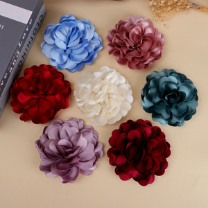 Double Layer Fabric Camellia Flower Hair Accessories For Wedding Clothing <b>Shoes</b> Bag <b>Decoration</b> Round Cloth Handmade DIY - Product Image 1